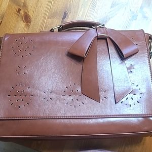 Brown faux leather professional bag